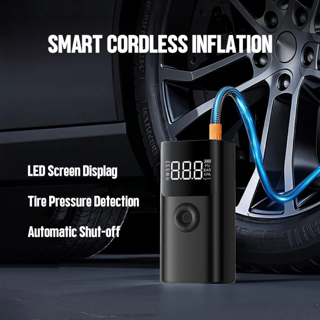 12V Portable Jump Starter with Built-In Air Compressor and Smart Safety Protection
