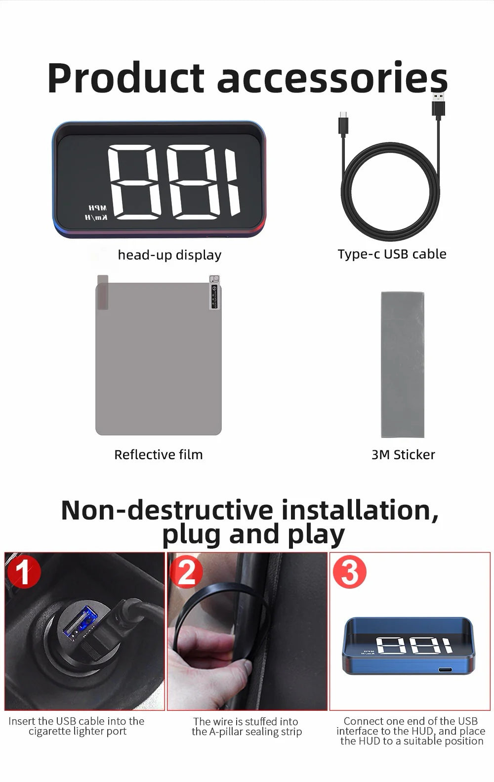 Windshield Speed Projection DriveSight GPS HUD Speedometer — Windshield Speed Projection Display ...